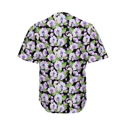 Watercolor Cattleya Pattern Print Men's Baseball Jersey