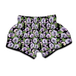 Watercolor Cattleya Pattern Print Muay Thai Boxing Shorts