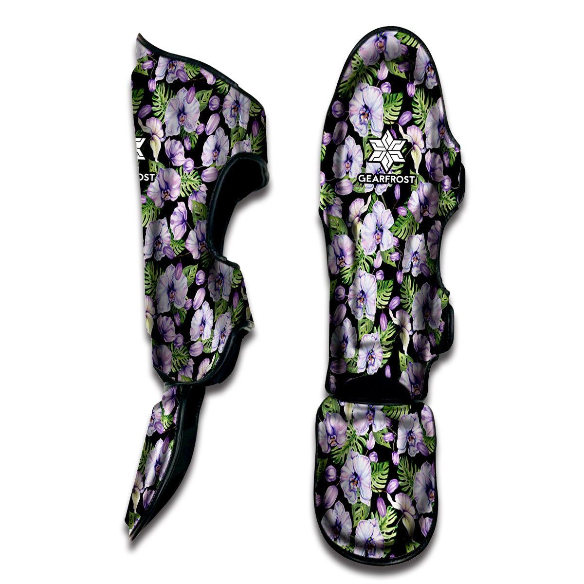 Watercolor Cattleya Pattern Print Muay Thai Shin Guard