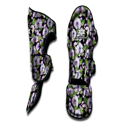 Watercolor Cattleya Pattern Print Muay Thai Shin Guard