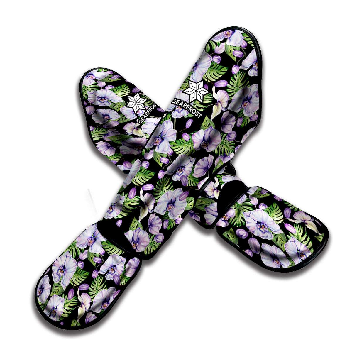 Watercolor Cattleya Pattern Print Muay Thai Shin Guard