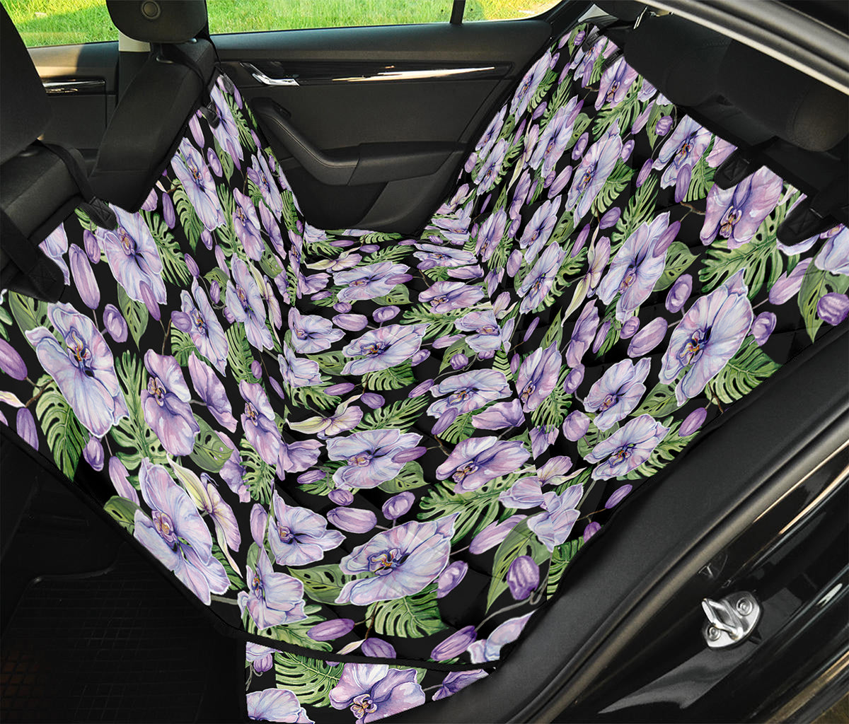 Watercolor Cattleya Pattern Print Pet Car Back Seat Cover