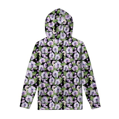 Watercolor Cattleya Pattern Print Pullover Hoodie