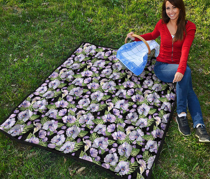 Watercolor Cattleya Pattern Print Quilt