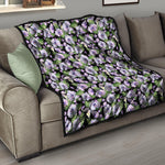Watercolor Cattleya Pattern Print Quilt