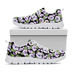 Watercolor Cattleya Pattern Print White Sneakers