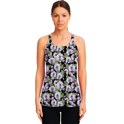 Watercolor Cattleya Pattern Print Women's Racerback Tank Top