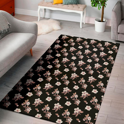 Watercolor Cherry Blossom Pattern Print Area Rug