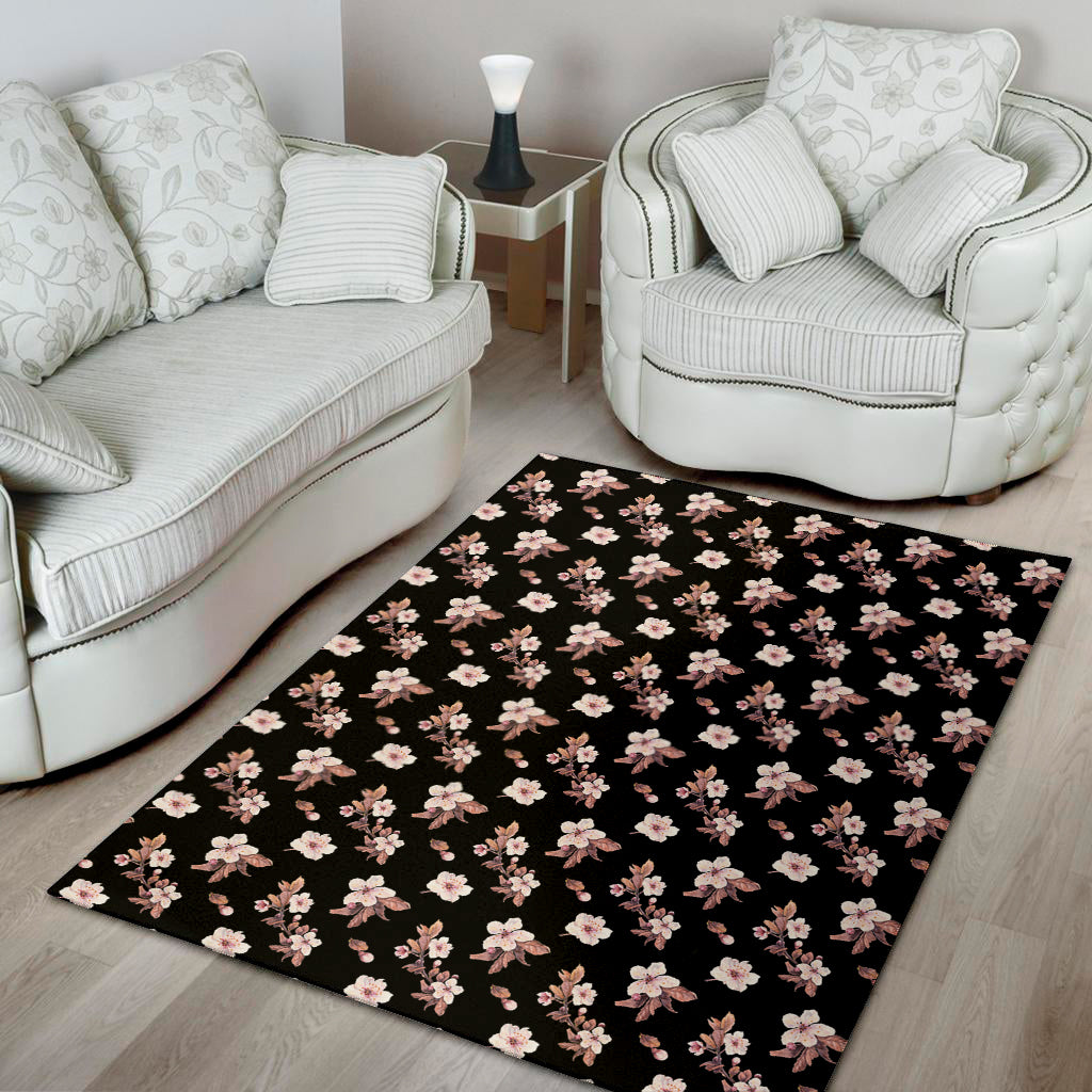 Watercolor Cherry Blossom Pattern Print Area Rug