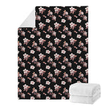 Watercolor Cherry Blossom Pattern Print Blanket