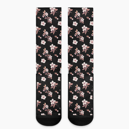 Watercolor Cherry Blossom Pattern Print Crew Socks