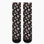 Watercolor Cherry Blossom Pattern Print Crew Socks