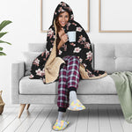 Watercolor Cherry Blossom Pattern Print Hooded Blanket