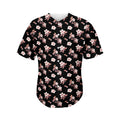 Watercolor Cherry Blossom Pattern Print Men's Baseball Jersey