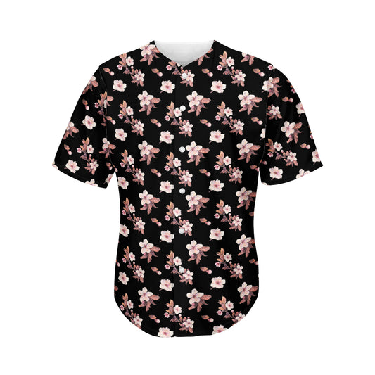 Watercolor Cherry Blossom Pattern Print Men's Baseball Jersey