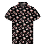 Watercolor Cherry Blossom Pattern Print Men's Short Sleeve Shirt