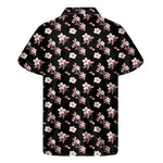 Watercolor Cherry Blossom Pattern Print Men's Short Sleeve Shirt