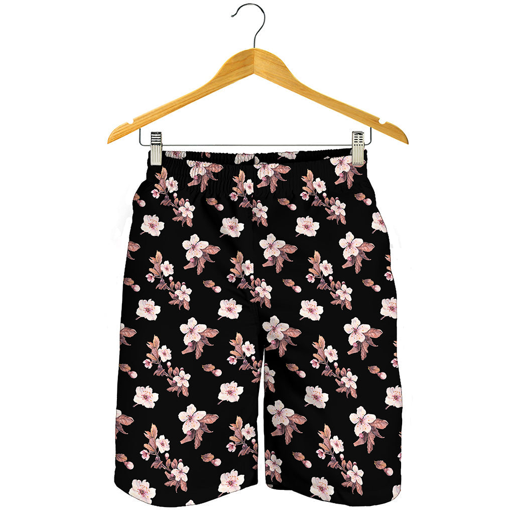 Watercolor Cherry Blossom Pattern Print Men's Shorts