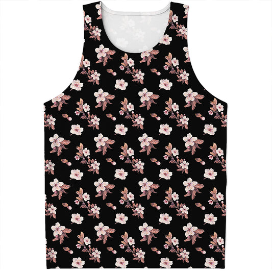 Watercolor Cherry Blossom Pattern Print Men's Tank Top