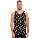 Watercolor Cherry Blossom Pattern Print Men's Tank Top