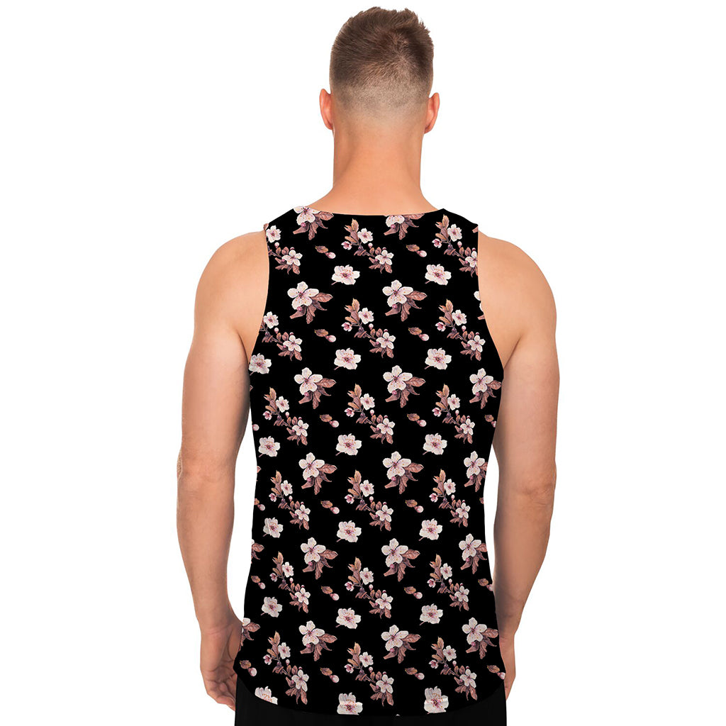 Watercolor Cherry Blossom Pattern Print Men's Tank Top