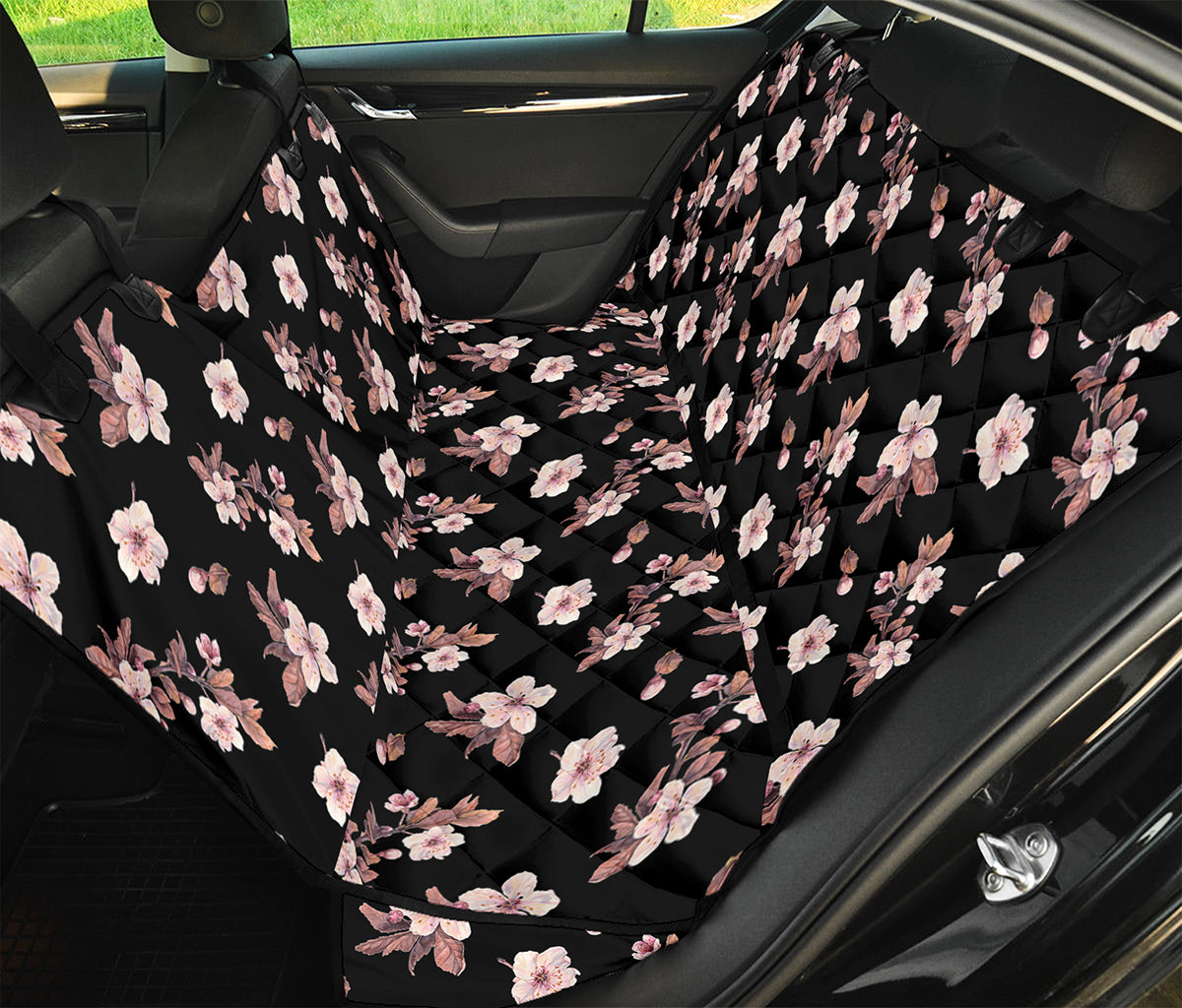 Watercolor Cherry Blossom Pattern Print Pet Car Back Seat Cover