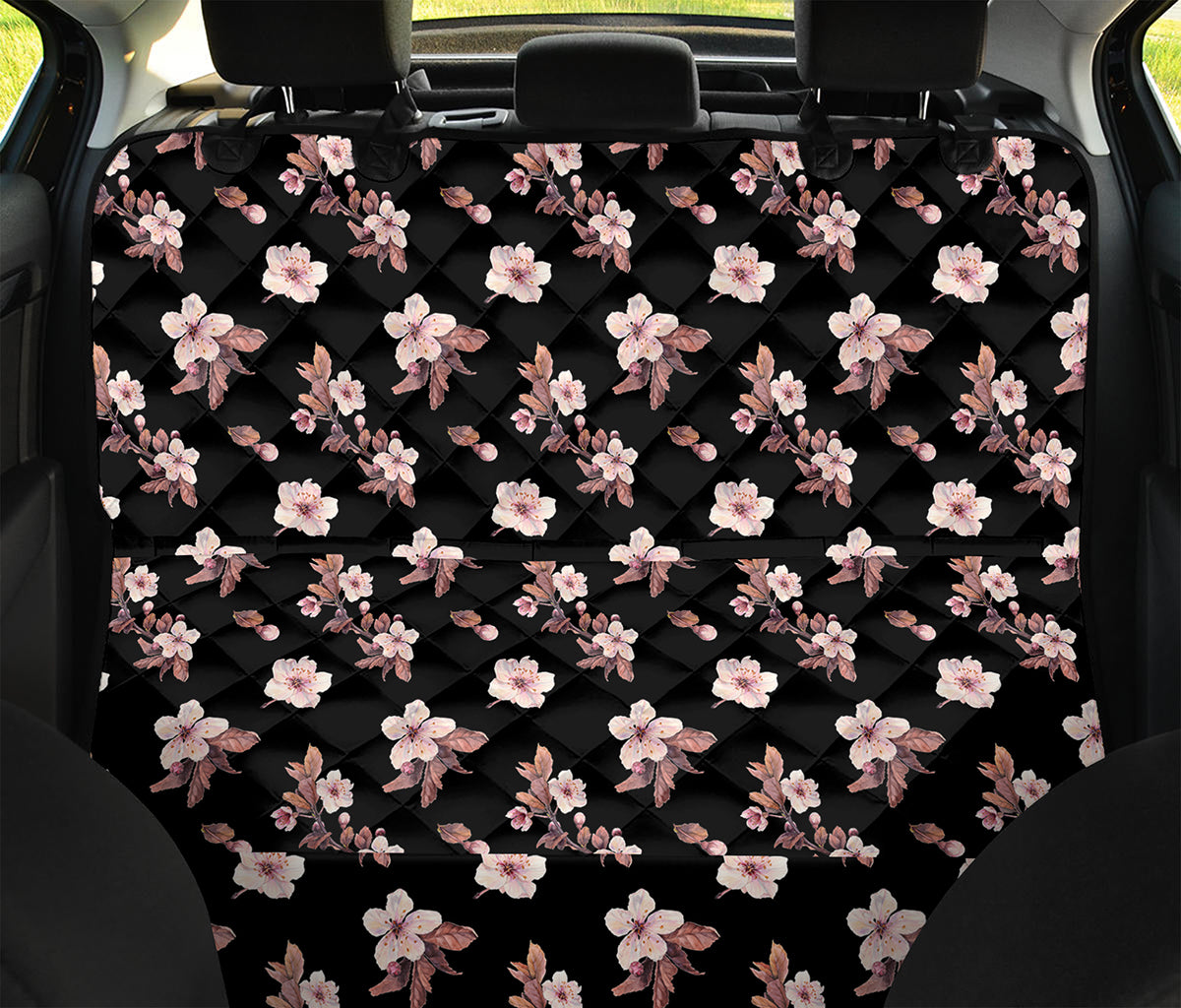 Watercolor Cherry Blossom Pattern Print Pet Car Back Seat Cover