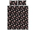 Watercolor Cherry Blossom Pattern Print Quilt Bed Set