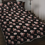 Watercolor Cherry Blossom Pattern Print Quilt Bed Set