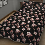 Watercolor Cherry Blossom Pattern Print Quilt Bed Set