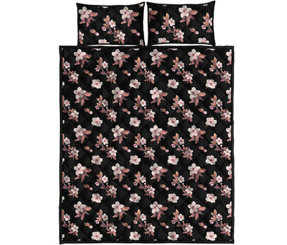 Watercolor Cherry Blossom Pattern Print Quilt Bed Set