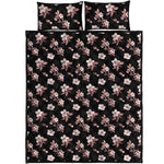 Watercolor Cherry Blossom Pattern Print Quilt Bed Set