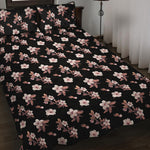 Watercolor Cherry Blossom Pattern Print Quilt Bed Set