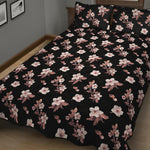 Watercolor Cherry Blossom Pattern Print Quilt Bed Set