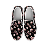 Watercolor Cherry Blossom Pattern Print White Slip On Shoes
