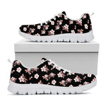 Watercolor Cherry Blossom Pattern Print White Sneakers