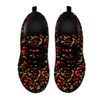 Watercolor Cherry Pattern Print Black Sneakers