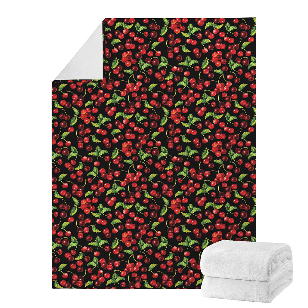 Watercolor Cherry Pattern Print Blanket