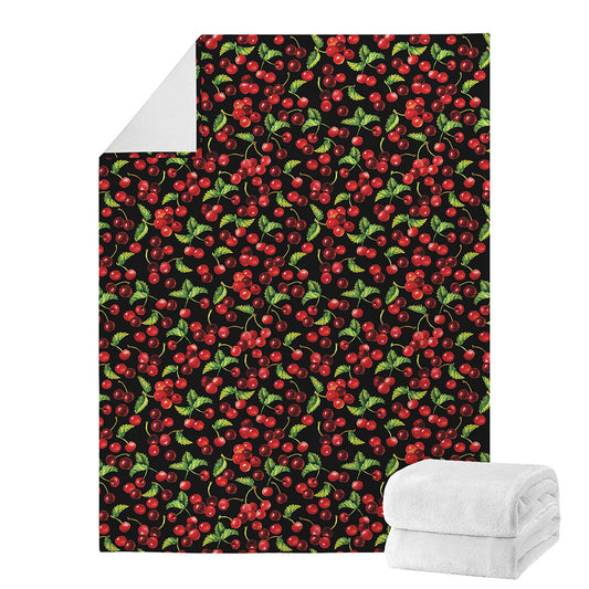 Watercolor Cherry Pattern Print Blanket