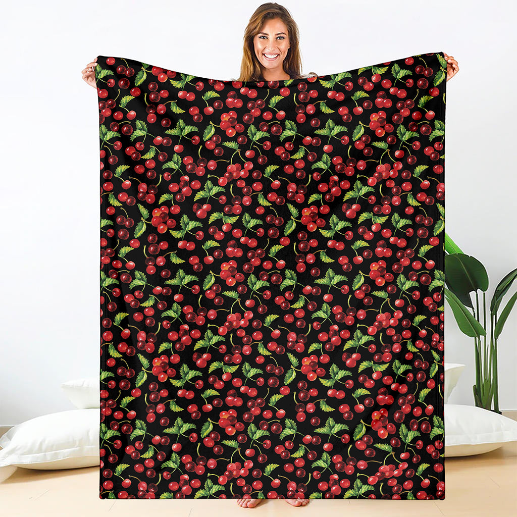 Watercolor Cherry Pattern Print Blanket