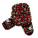 Watercolor Cherry Pattern Print Boxing Gloves