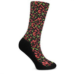 Watercolor Cherry Pattern Print Crew Socks