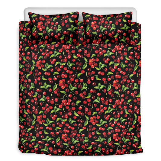 Watercolor Cherry Pattern Print Duvet Cover Bedding Set