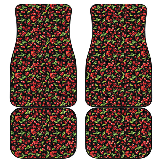 Watercolor Cherry Pattern Print Front and Back Car Floor Mats