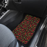 Watercolor Cherry Pattern Print Front and Back Car Floor Mats