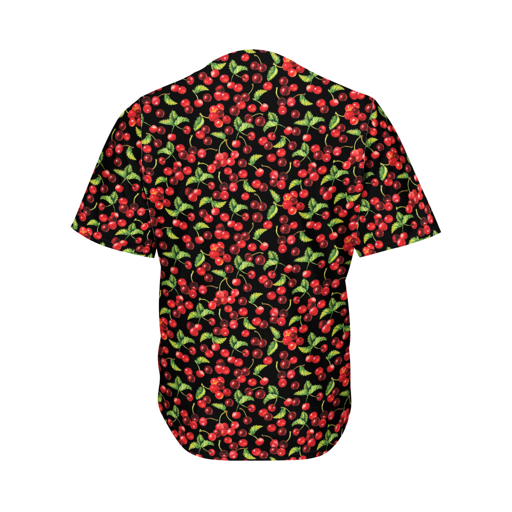 Watercolor Cherry Pattern Print Men's Baseball Jersey