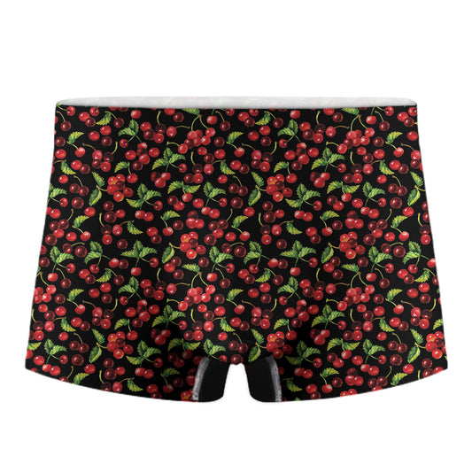 Watercolor Cherry Pattern Print Men's Boxer Briefs