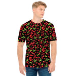 Watercolor Cherry Pattern Print Men's T-Shirt