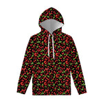Watercolor Cherry Pattern Print Pullover Hoodie