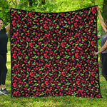 Watercolor Cherry Pattern Print Quilt